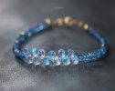 - Solid Gold 14K Santa Maria Aquamarine and Rainbow Moonstone Bracelet, Moonstone and Aquamarine Beaded Bracelet