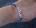 - Solid Gold 14K Santa Maria Aquamarine and Rainbow Moonstone Bracelet, Moonstone and Aquamarine Beaded Bracelet