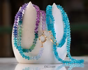 - Solid Gold 14K Silk Knotted Aqua Blue Purple Multi Gemstone Necklace