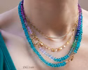 - Solid Gold 14K Silk Knotted Aqua Blue Purple Multi Gemstone Necklace