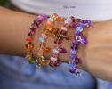 - Solid Gold 14K Silk Knotted Bracelet with Opals and Amethyst and Tanzanite