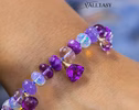 - Solid Gold 14K Silk Knotted Bracelet with Opals and Amethyst and Tanzanite