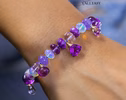 - Solid Gold 14K Silk Knotted Bracelet with Opals and Amethyst and Tanzanite