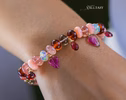 - Solid Gold 14K Silk Knotted Bracelet with Opals and Tourmaline, Peach, Cocoa and Pink Gemstones