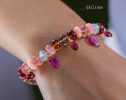 - Solid Gold 14K Silk Knotted Bracelet with Opals and Tourmaline, Peach, Cocoa and Pink Gemstones