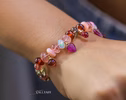- Solid Gold 14K Silk Knotted Bracelet with Opals and Tourmaline, Peach, Cocoa and Pink Gemstones
