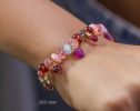 - Solid Gold 14K Silk Knotted Bracelet with Opals and Tourmaline, Peach, Cocoa and Pink Gemstones
