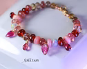 - Solid Gold 14K Silk Knotted Bracelet with Opals and Tourmaline, Peach, Cocoa and Pink Gemstones
