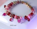 - Solid Gold 14K Silk Knotted Bracelet with Opals and Tourmaline, Peach, Cocoa and Pink Gemstones