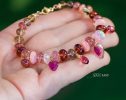 - Solid Gold 14K Silk Knotted Bracelet with Opals and Tourmaline, Peach, Cocoa and Pink Gemstones