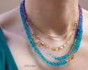 - Solid Gold 14K Silk Knotted Caribbean Blue Apatite Necklace