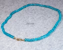 - Solid Gold 14K Silk Knotted Caribbean Blue Apatite Necklace