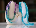 - Solid Gold 14K Silk Knotted Caribbean Blue Apatite Necklace