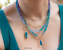 - Solid Gold 14K Silk Knotted Caribbean Blue Apatite Necklace