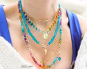 - Solid Gold 14K Silk Knotted Caribbean Blue Apatite Necklace
