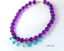- Solid Gold 14K Silk Knotted Charm Gemstone Purple Amethyst Necklace, One of a Kind