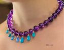 - Solid Gold 14K Silk Knotted Charm Gemstone Purple Amethyst Necklace, One of a Kind