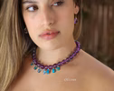 - Solid Gold 14K Silk Knotted Charm Gemstone Purple Amethyst Necklace, One of a Kind