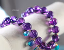 - Solid Gold 14K Silk Knotted Charm Gemstone Purple Amethyst Necklace, One of a Kind