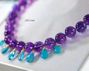 - Solid Gold 14K Silk Knotted Charm Gemstone Purple Amethyst Necklace, One of a Kind