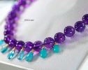- Solid Gold 14K Silk Knotted Charm Gemstone Purple Amethyst Necklace, One of a Kind