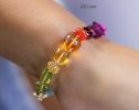 - Solid Gold 14K Silk Knotted Geometric Rainbow Multi Gemstone Bracelet