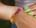 - Solid Gold 14K Silk Knotted Geometric Rainbow Multi Gemstone Bracelet