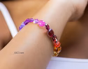 - Solid Gold 14K Silk Knotted Geometric Rainbow Multi Gemstone Bracelet