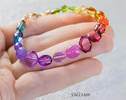 - Solid Gold 14K Silk Knotted Geometric Rainbow Multi Gemstone Bracelet
