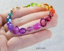 - Solid Gold 14K Silk Knotted Geometric Rainbow Multi Gemstone Bracelet