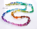 - Solid Gold 14K Silk Knotted Geometric Rainbow Multi Gemstone Necklace, Long Knotted Necklace with Multi Shaped Gemstones