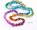- Solid Gold 14K Silk Knotted Geometric Rainbow Multi Gemstone Necklace, Long Knotted Necklace with Multi Shaped Gemstones