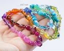 - Solid Gold 14K Silk Knotted Geometric Rainbow Multi Gemstone Necklace, Long Knotted Necklace with Multi Shaped Gemstones