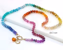 - Solid Gold 14K Silk Knotted Multi Gemstone Necklace, Long Versatile Necklace