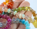 - Solid Gold 14K Silk Knotted Multi Gemstone Necklace, Long Versatile Necklace