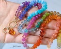- Solid Gold 14K Silk Knotted Multi Gemstone Necklace, Long Versatile Necklace