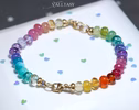 - Solid Gold 14K Silk Knotted Pastel and Rainbow Bracelet, Half Pastel Half Rainbow Bracelet