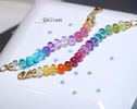- Solid Gold 14K Silk Knotted Pastel and Rainbow Bracelet, Half Pastel Half Rainbow Bracelet