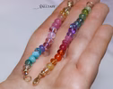 - Solid Gold 14K Silk Knotted Pastel and Rainbow Bracelet, Half Pastel Half Rainbow Bracelet
