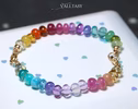 - Solid Gold 14K Silk Knotted Pastel and Rainbow Bracelet, Half Pastel Half Rainbow Bracelet