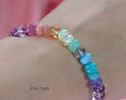 - Solid Gold 14K Silk Knotted Pastel Bracelet, Multi Gemstone Bracelet in Finest Quality