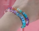 - Solid Gold 14K Silk Knotted Pastel Bracelet, Multi Gemstone Bracelet in Finest Quality
