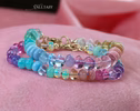 - Solid Gold 14K Silk Knotted Pastel Bracelet, Multi Gemstone Bracelet in Finest Quality