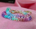- Solid Gold 14K Silk Knotted Pastel Bracelet, Multi Gemstone Bracelet in Finest Quality