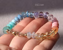 - Solid Gold 14K Silk Knotted Pastel Bracelet, Multi Gemstone Bracelet in Finest Quality