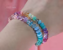 - Solid Gold 14K Silk Knotted Pastel Bracelet, Multi Gemstone Bracelet in Finest Quality