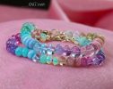 - Solid Gold 14K Silk Knotted Pastel Bracelet, Multi Gemstone Bracelet in Finest Quality