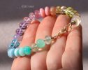 - Solid Gold 14K Silk Knotted Pastel Bracelet, Multi Gemstone Bracelet in Finest Quality