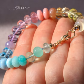 The Pastelicious Bracelet - Solid Gold 14K Silk Knotted Pastel Bracelet, Multi Gemstone Bracelet in Finest Quality