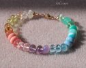 - Solid Gold 14K Silk Knotted Pastel Bracelet, Multi Gemstone Bracelet in Finest Quality